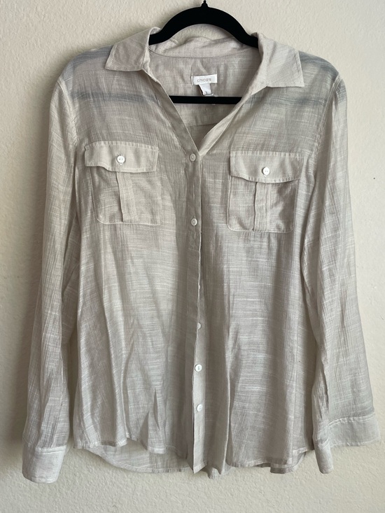 Chico's Tops - Chico's Light Beige Button-Front Women's Shirt - size 1